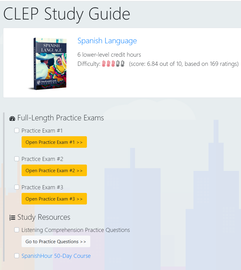 CLEP Spanish Language study guide preview